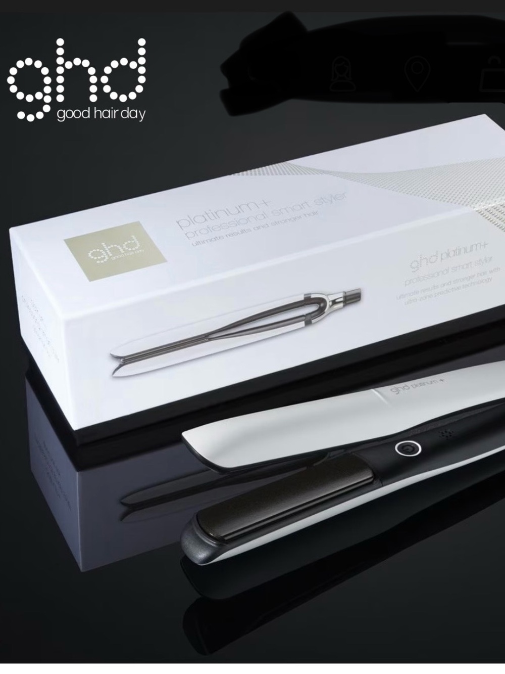 NWT ghd Platinum+ White and Black Professional Smart Styler - 1inch flat iron